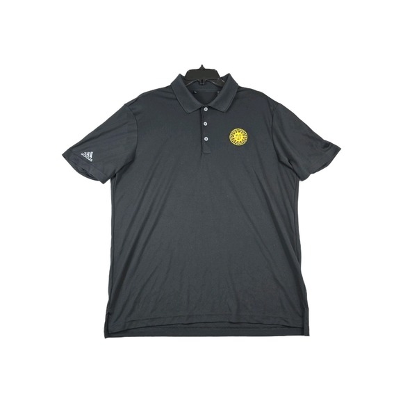 adidas Other - Adidas Men's Size Large Black Knit Polo Sun Logo Embroidered‎ Collared Shirt